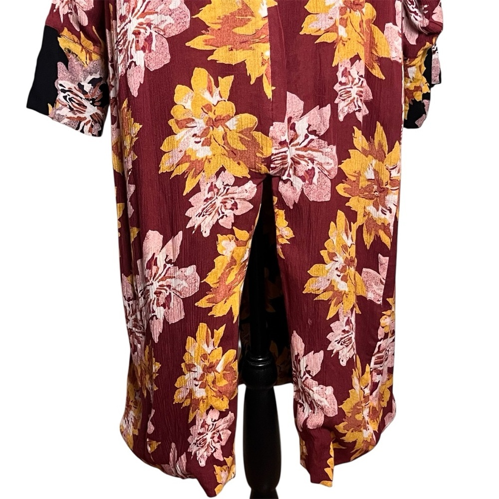 Free People We The Free Niya Floral Print Duster Jacket – Cranberry Combo (M) - Picture 8 of 12